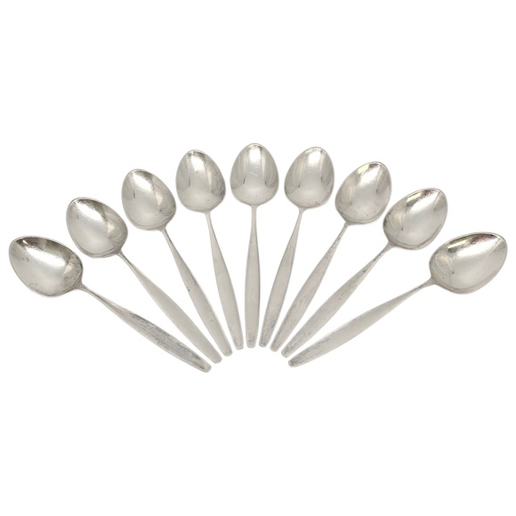 Set of 9 Vintage Georg Jensen Denmark Cypress Sterling Silver Spoons 7" #18629 - Picture 1 of 9